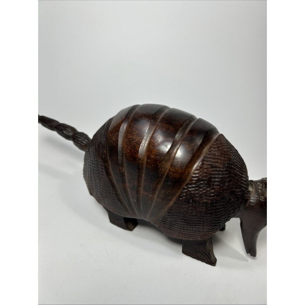 Vintage Wood Armadillo Figurine Hand Carved Folk Art Home Décor Gift 8” - Picture 7 of 10
